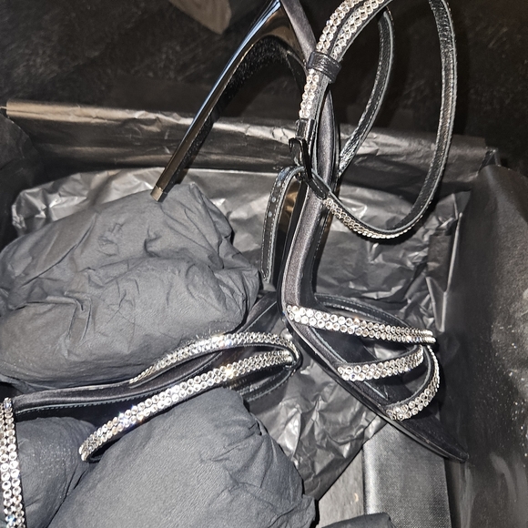 Saint Laurent Ava Strappy Sandals in Crepe Satin w/Rhinestones - NWT, size 39 - Picture 11 of 14